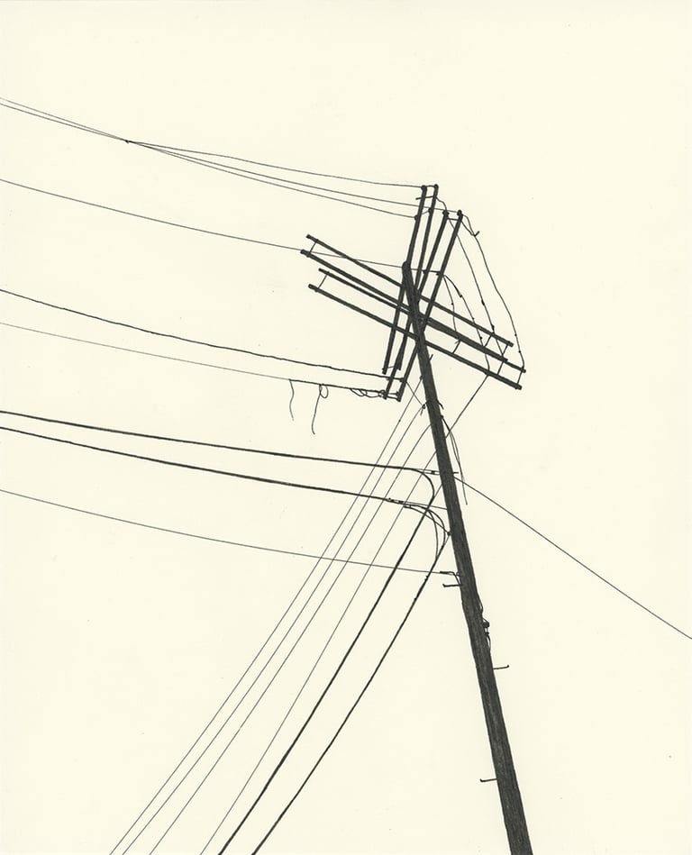 Power Lines Drawing #90 (Detroit, Southwest) - ORIGINAL DRAWING