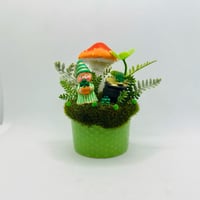 Image 3 of St. Patrick's Day tabletop decor featuring Clover the gnome/ leprechaun