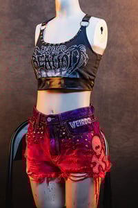 Image 1 of Size 26 High Rise Pastel Goth Micro Shorts