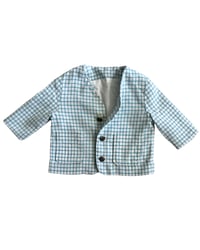 Image 2 of Vintage Blue Checkered Linen Blazer