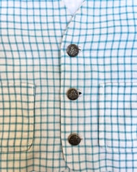 Image 4 of Vintage Blue Checkered Linen Blazer