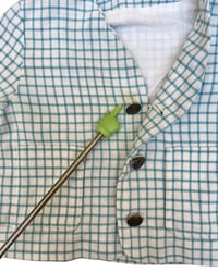 Image 5 of Vintage Blue Checkered Linen Blazer