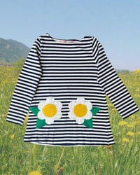 Image 1 of Mini Boden Flower Pocket Striped Tunic-7-8Y 