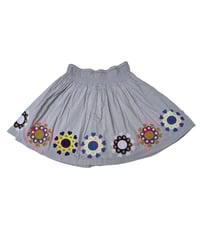 Image 2 of Vintage Mini Boden Gray Floral Skirt- 13-14y