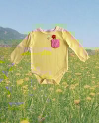 Image 1 of Yellow Floral Applique Onesie-3-6m