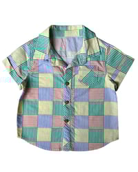 Image 2 of Multicolor Checkered/Striped Short Sleeve Button Up