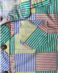 Image 4 of Multicolor Checkered/Striped Short Sleeve Button Up