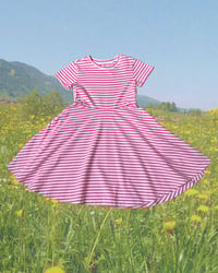 Image 1 of Primary Pink Striped Dress-6-7Y