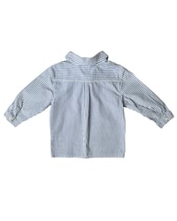 Image 2 of Petit Bateau Blue Striped Button Up-3T