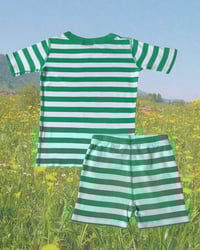 Image 1 of Hanna Andersson Green Striped Short Set-5y