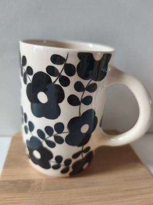 Image of   Grande tasse anse feuillage noir 