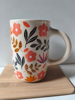 Image of  Grande tasse anse fleur rose