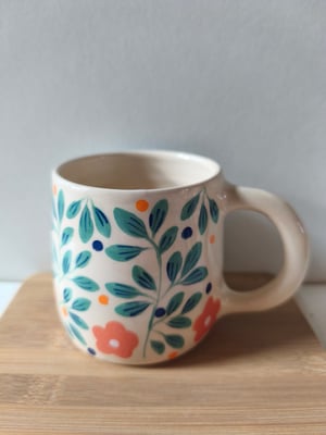 Image of  tasse anse feuillage bleu turquoise 