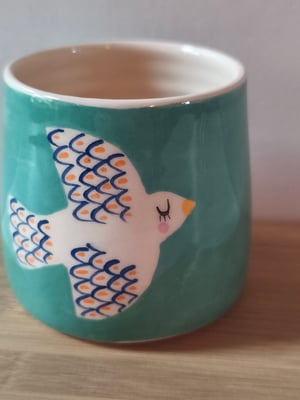 Image of   Petite tasse  oiseau turquoise 