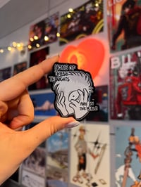 Image 1 of None of These Thoughts Are In the Bible - Acrylic Pin - Human Version