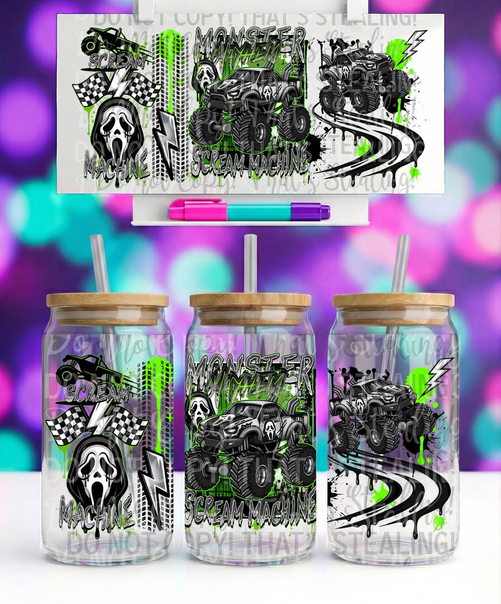 Image of Monster Truck Scream Machine Ghostface Uv Dtf Wrap Double Sided  W0743