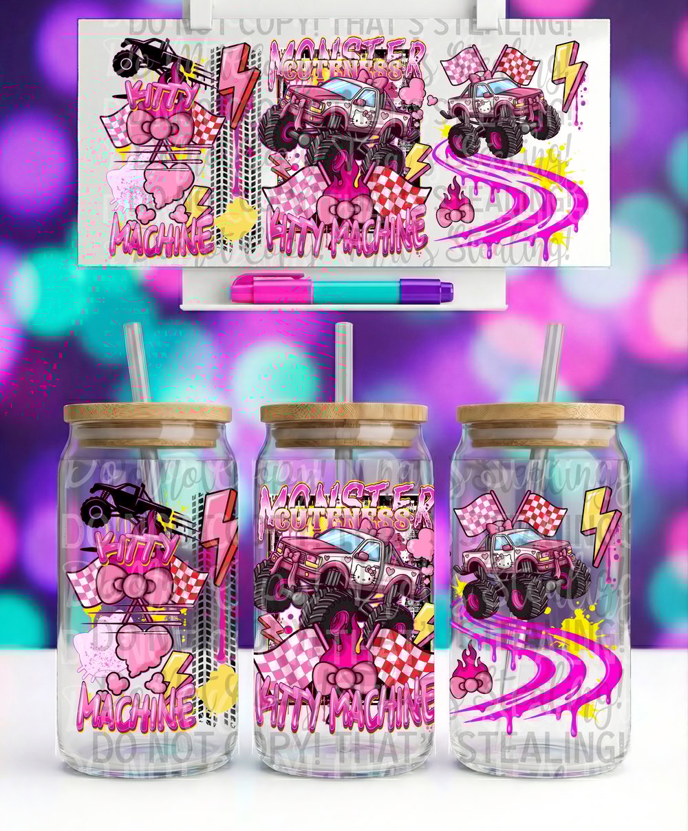 Image of Monster Truck Kitty Machine Hello Kitty Uv Dtf Wrap Double Sided  W0751