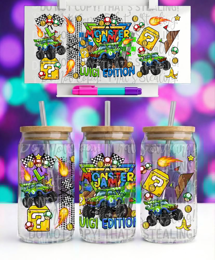 Image of Monster Truck Monster Jam Luigi Edition Uv Dtf Wrap Double Sided  W0552