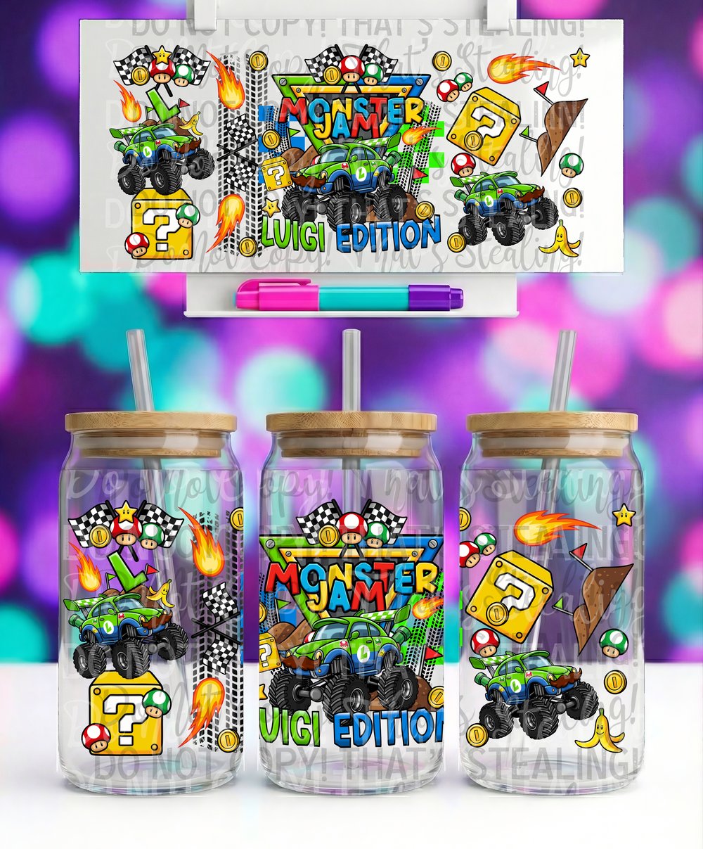 Image of Monster Truck Monster Jam Luigi Edition Uv Dtf Wrap Double Sided  W0552