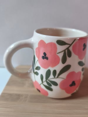 Image of  tasse anse feuillage vert rose