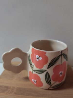 Image of   tasse anse fleur corail 