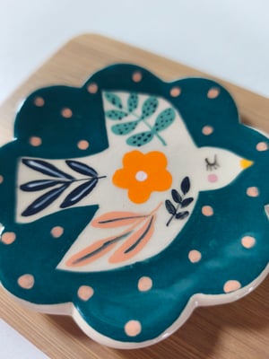 Image of   Coupelle fleur oiseau 