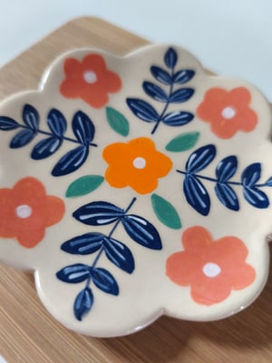 Image of   Coupelle fleur feuillage bleu 