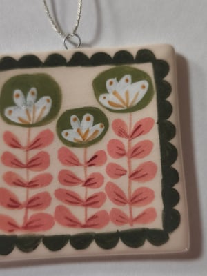 Image of  Petit Tableau fleuri rose vert