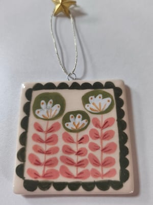 Image of  Petit Tableau fleuri rose vert