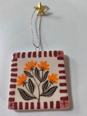 Image of   Petit Tableau fleuri orange 