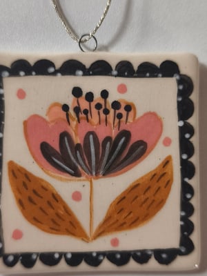 Image of   Petit Tableau fleur rose brun