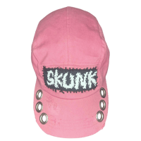 Image 1 of pink upcycled skunk patch hat