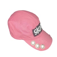 Image 2 of pink upcycled skunk patch hat