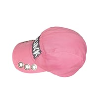 Image 3 of pink upcycled skunk patch hat