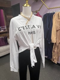 C'est la vie Tie Long Sleeve T- Top 