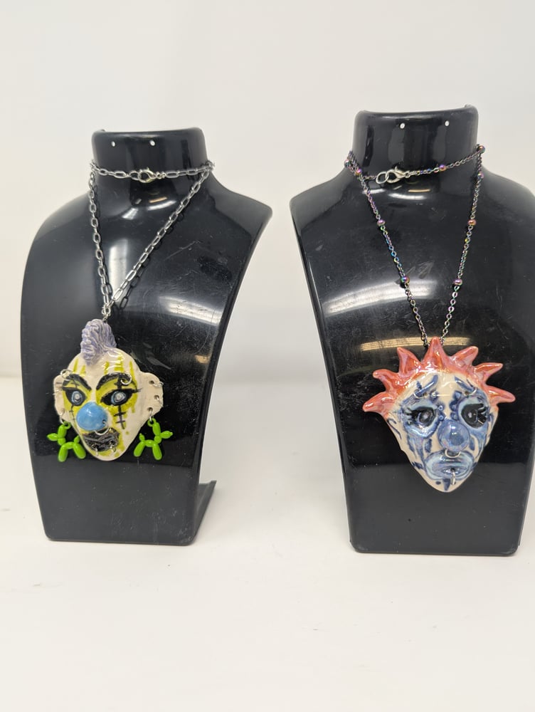 Image of Pierced Ceramic Clown Necklaces