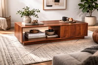 Image 2 of Mid-Century Walnut Coffee Table with Cabinet