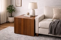 Image 2 of Minimal Walnut Pedestal Side Table