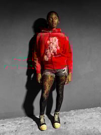 Image 5 of "Money Talks" Red Distressed Sun Wash Zip Up
