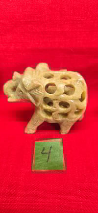 Image 2 of Éléphant vintage sculptée à la main en stéatite, avec bébé à l'intérieur - Lot de 3 #2