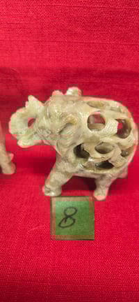 Image 3 of Éléphant vintage sculptée à la main en stéatite, avec bébé à l'intérieur - Lot de 2 #1
