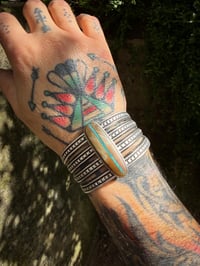 Image 5 of WL&A Handmade Old Style Heavy Ingot Row Royston Ribbon Turquoise Cuff - 7.25 to 7.5 Wrist