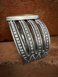 Image 6 of WL&A Handmade Old Style Heavy Ingot Row Royston Ribbon Turquoise Cuff - 7.25 to 7.5 Wrist