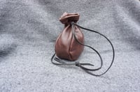 Image 3 of Drawstring Brown leather pouch, Coin pouch