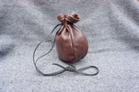 Image 4 of Drawstring Brown leather pouch, Coin pouch