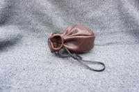Image 6 of Drawstring Brown leather pouch, Coin pouch