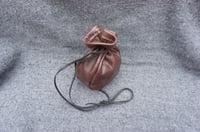 Image 7 of Drawstring Brown leather pouch, Coin pouch