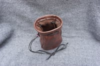 Image 8 of Drawstring Brown leather pouch, Coin pouch