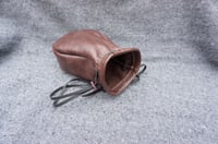 Image 9 of Drawstring Brown leather pouch, Coin pouch