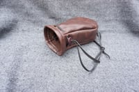 Image 10 of Drawstring Brown leather pouch, Coin pouch